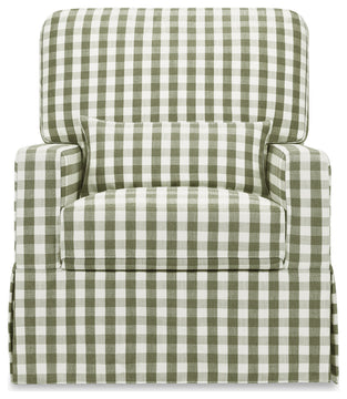 Crawford Pillowback Comfort Swivel Glider, Moss Green Gingham