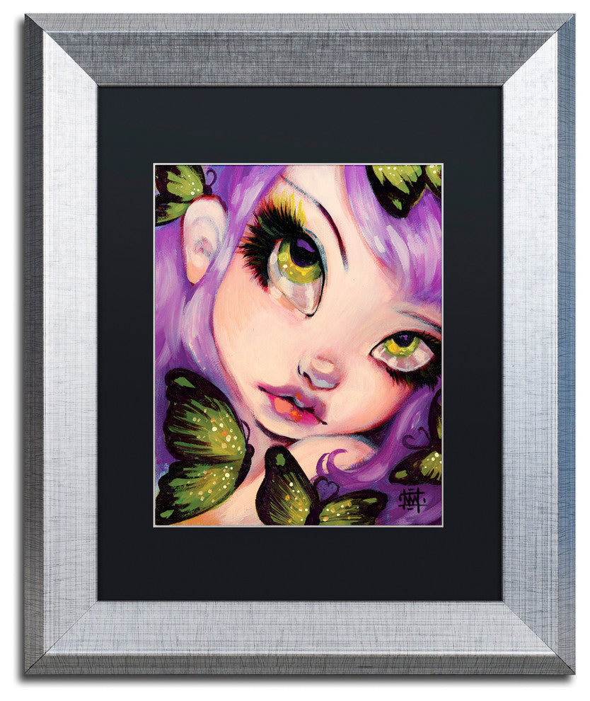 Natasha Wescoat 'Green Eyed Violet' Art, Silver Frame, Black Mat, 11x14
