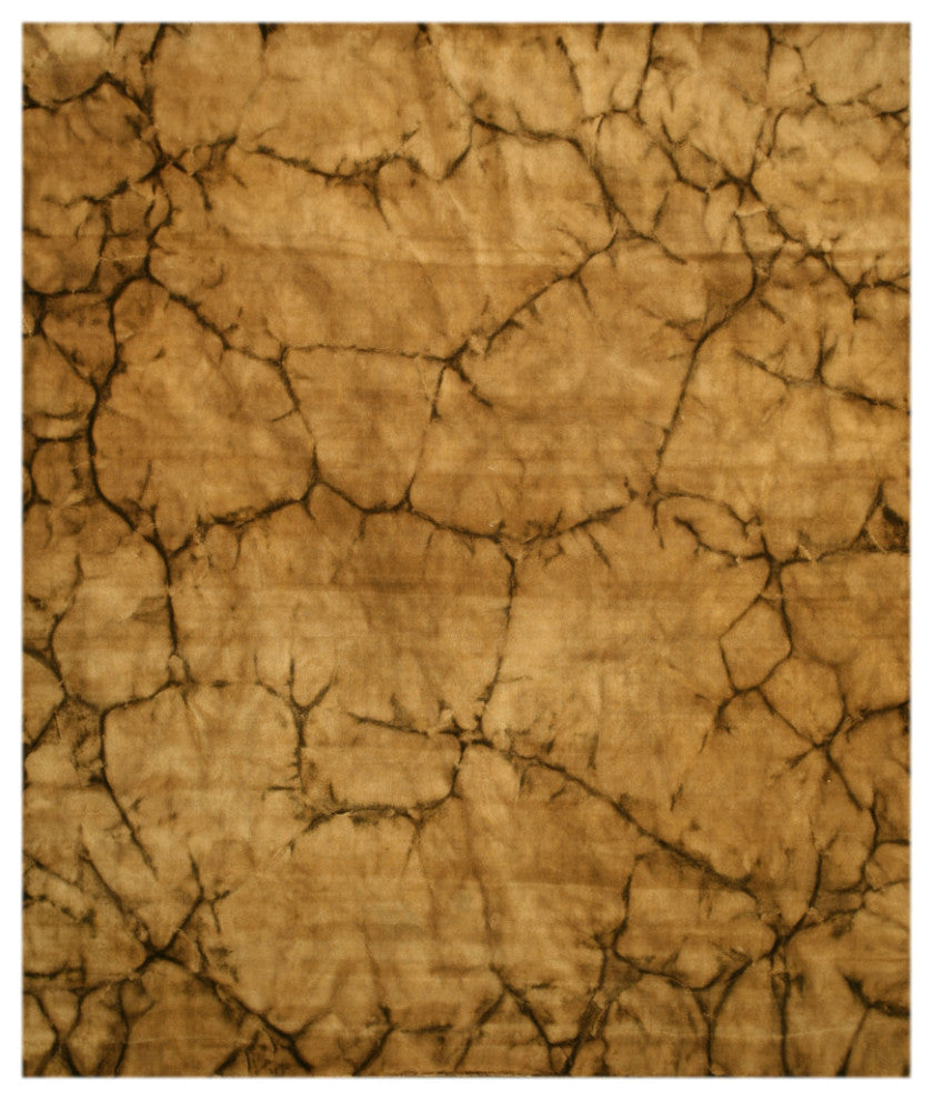 Handmade Wool Brown Contemporary Abstract Dip Dyed Rug, 9'x12'