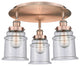 Canton-3 Light 18" Flush Mount-Antique Copper, Seedy Glass Shade
