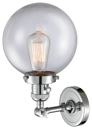 Beacon 1-Light Sconce, Polished Chrome, Glass: Clear
