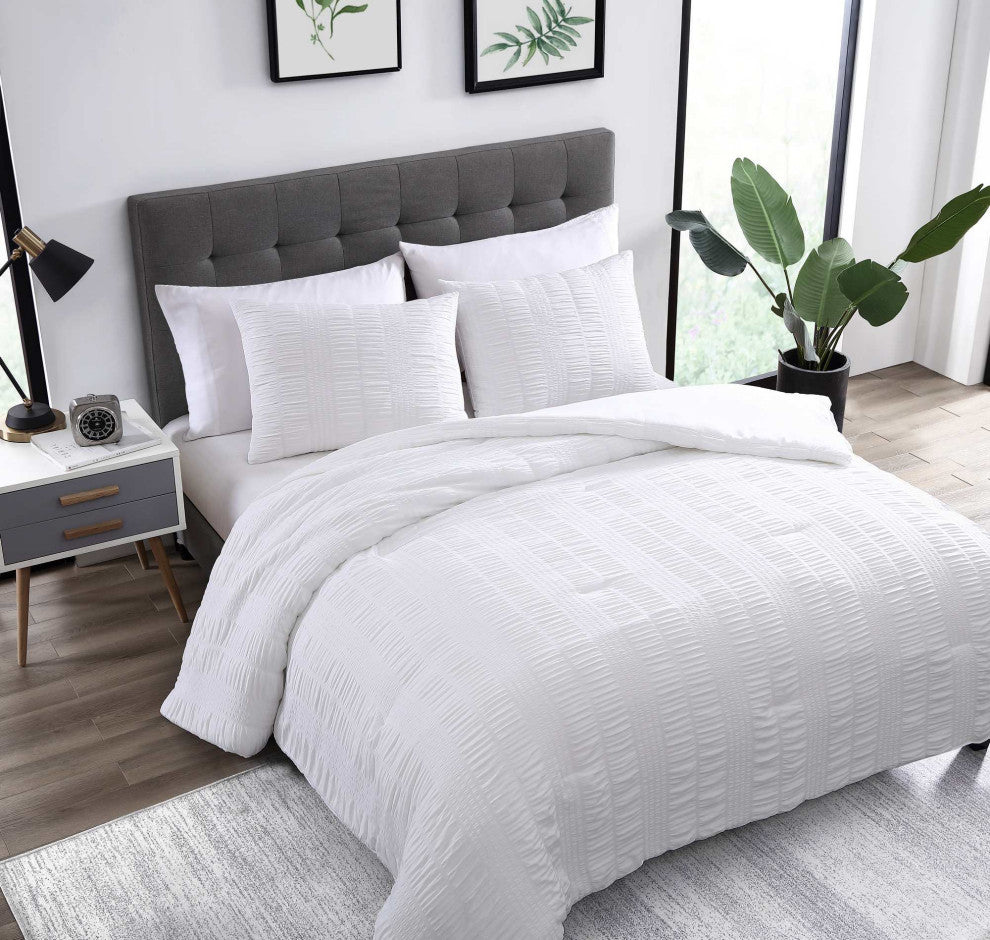 The Nesting Company Elm 3 Piece Comforter Set - King - White