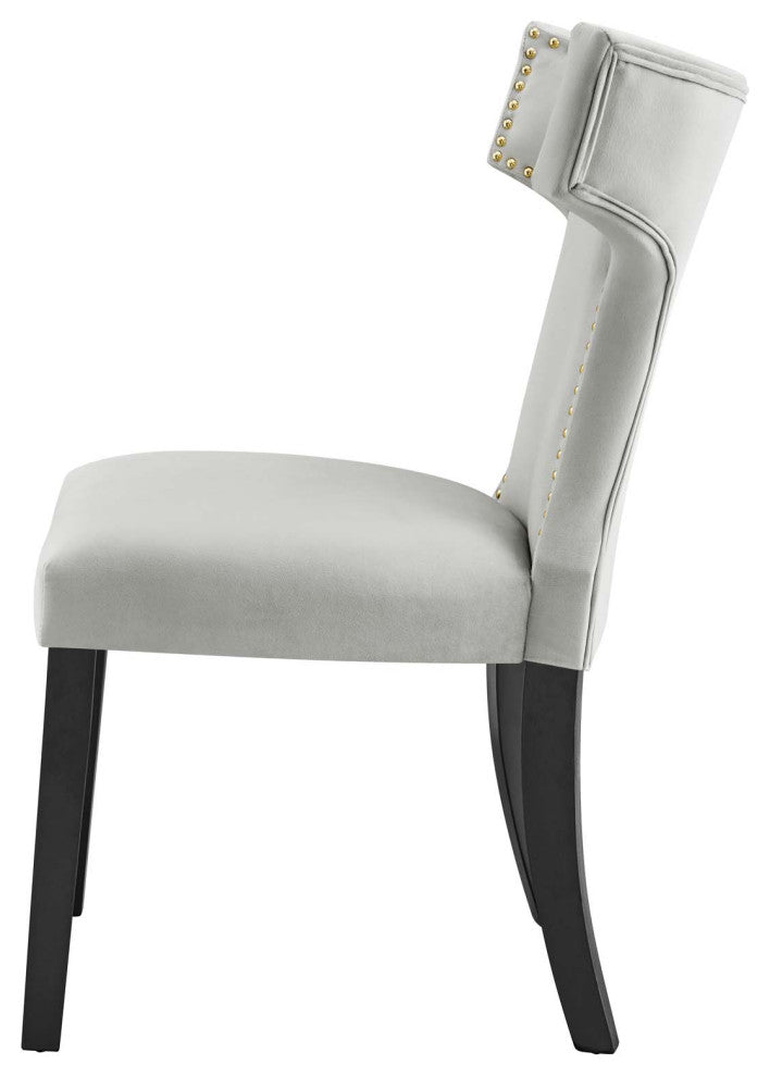 Dining Chair, Nailhead, Set of 2, Gray, Velvet, Modern, Bistro Hospitality