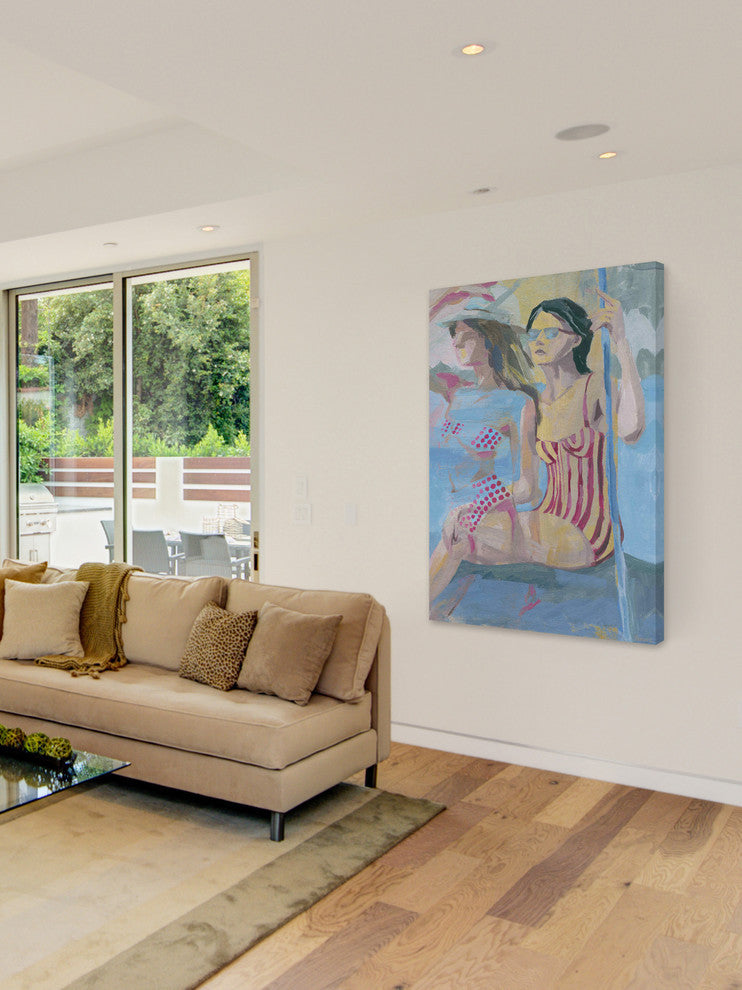 "Dots and Stripes" Painting Print on Wrapped Canvas, 40"x60"