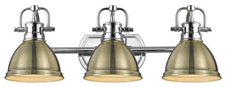 Duncan 3 Light Bath Vanity, Chrome With Aged Brass