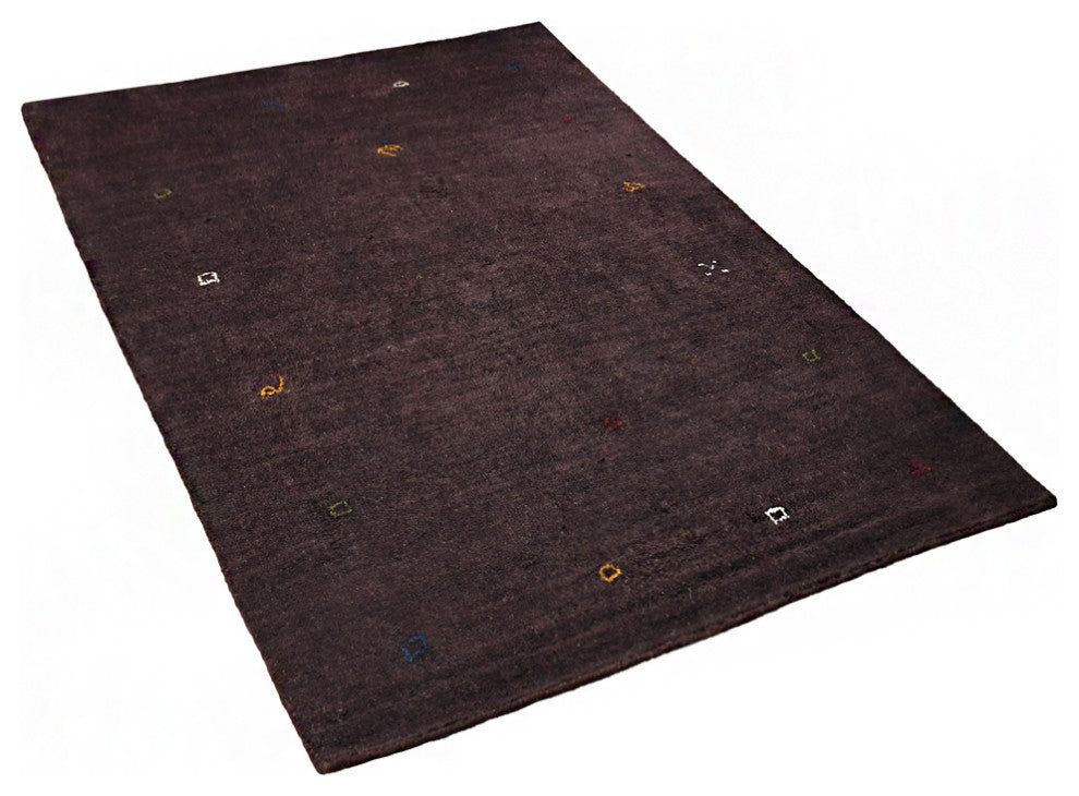 Hand Knotted Loom Silk Mix Area Rug Contemporary Brown