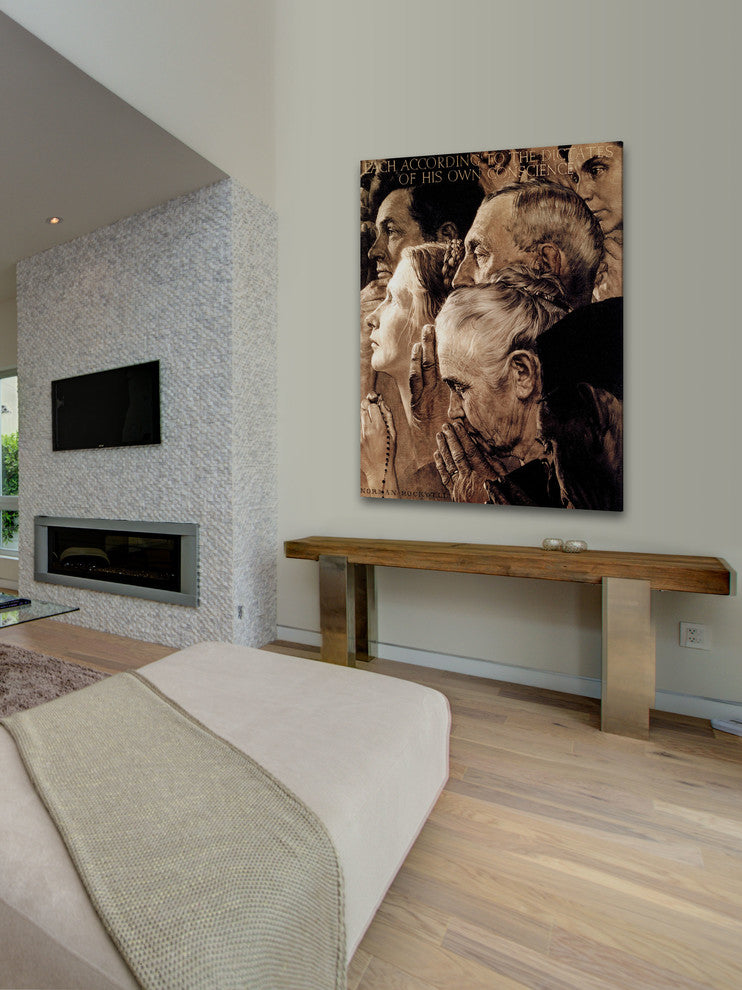 "Freedom of Worship" Painting Print on Canvas by Norman Rockwell