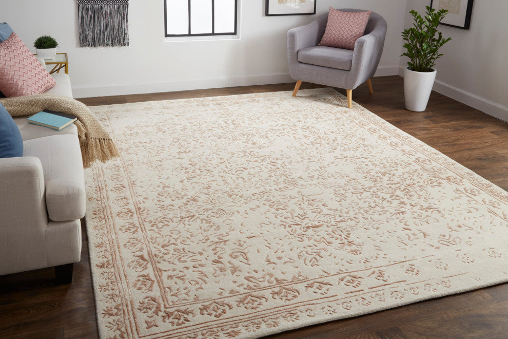 Weave & Wander Khalo Wool Rug, Ivory/Blush, 2' X 3'