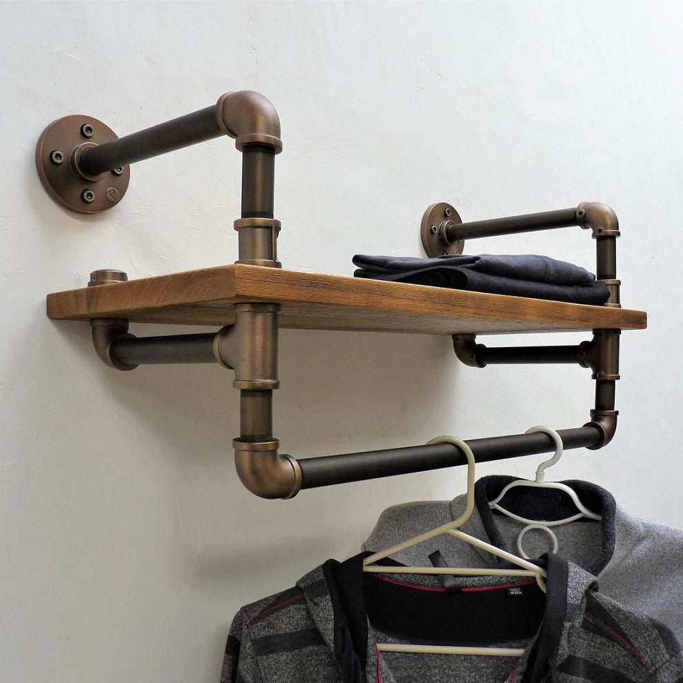 Ann Harbor Farmhouse Industrial 27" Wide Shelf Rack, Rustic Bronze