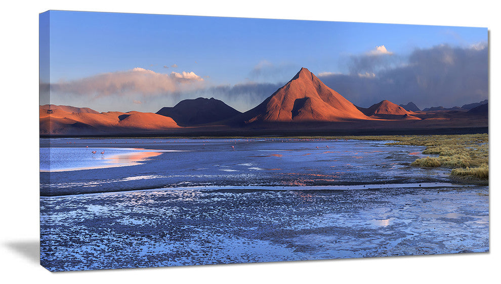 Colorado Lagoon and Volcano Pabellon, Landscape Canvas Art Print, 32"x16"