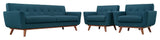 Modern Azure Engage Armchairs and Sofa, 3-Piece Set