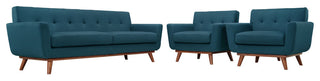 Modern Azure Engage Armchairs and Sofa, 3-Piece Set