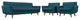 Modern Azure Engage Armchairs and Sofa, 3-Piece Set
