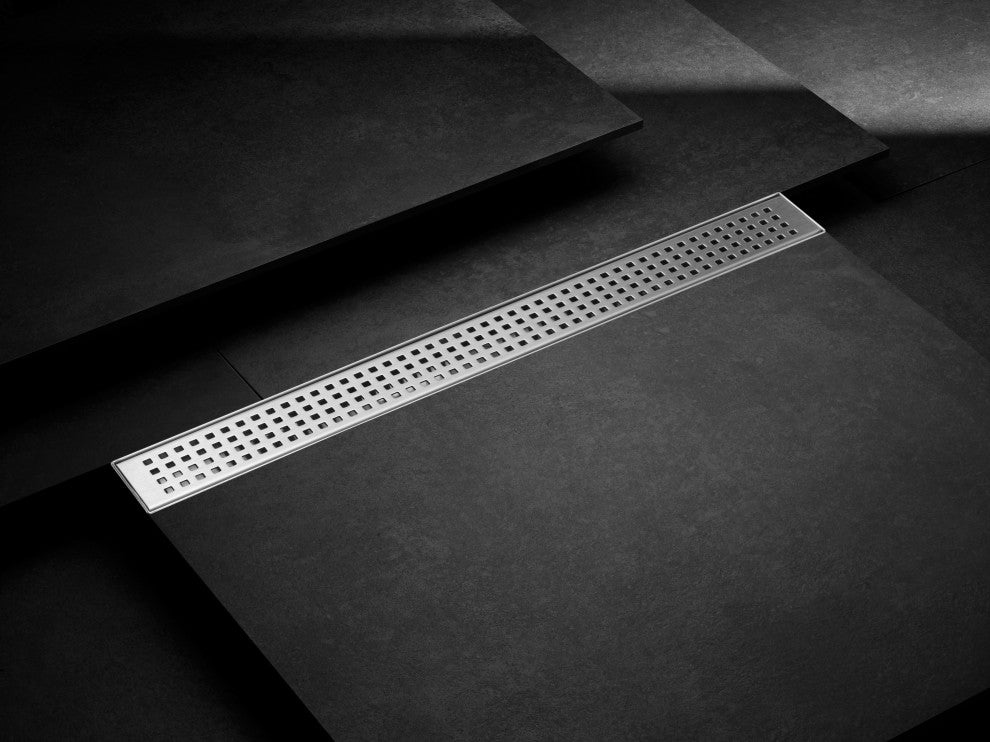 HEATGENE Linear Shower Drain Stainless Steel Rectangle, Brush, 48"