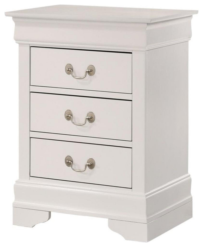 Glory Furniture Louis Phillipe 3 Drawer Nightstand in White