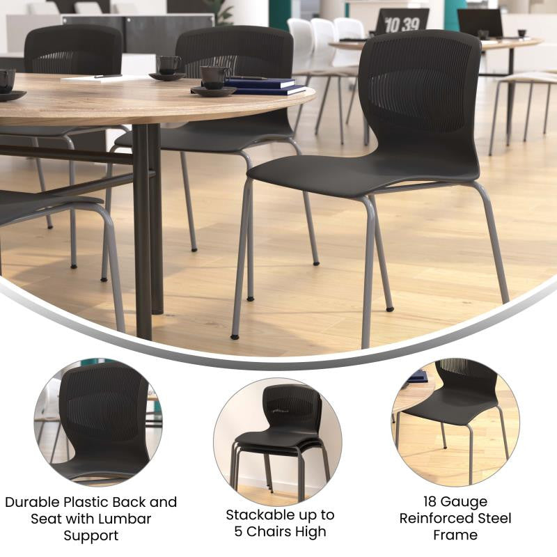 Hercules Series Commercial Grade 770 lb. Capacity Ergonomic Stack Chair, Black