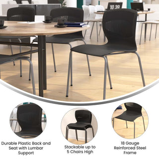Hercules Series Commercial Grade 770 lb. Capacity Ergonomic Stack Chair, Black