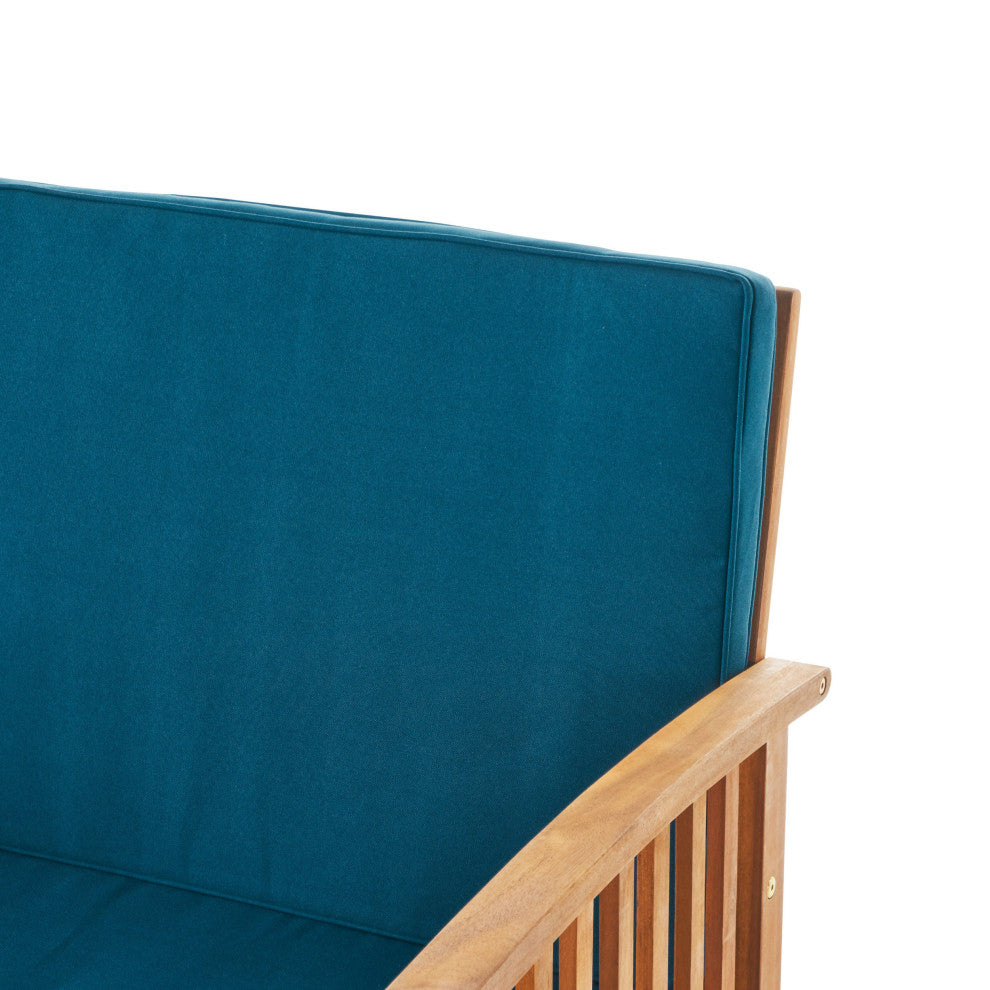 GDF Studio 8-Piece Cape Town Outdoor Acacia Wood Sofa Set, Dark Teal