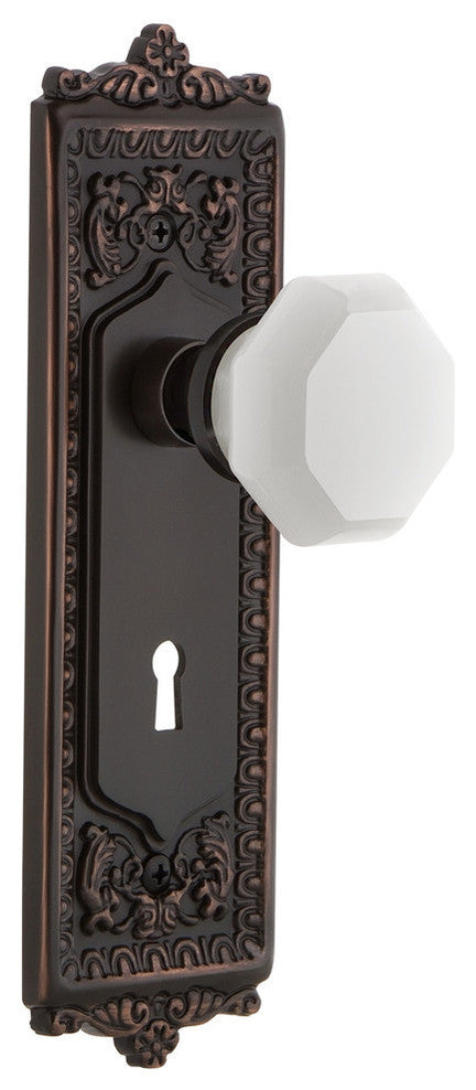 Egg & Dart Plate with Keyhole Single Dummy Waldorf White Milk Glass Knob