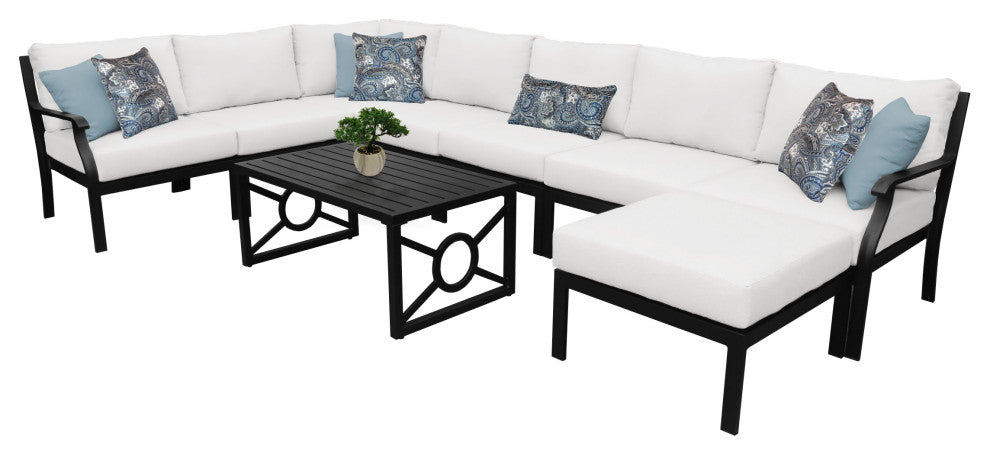 kathy ireland Madison Ave. 9 Piece Aluminum Patio Furniture Set 09d, Alabaster