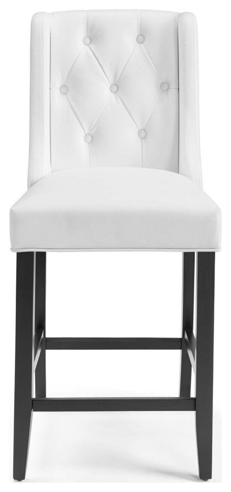 Baronet Counter Bar Stool Faux Leather Set of 2 - White