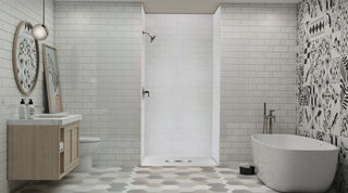 Transolid 48-in L x 35.5-in W Zero Threshold Center Drain Shower Base, Grey