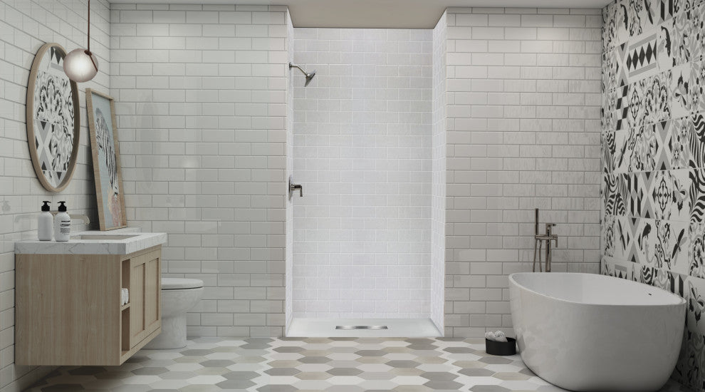 Transolid 48-in L x 35.5-in W Zero Threshold Center Drain Shower Base, Grey