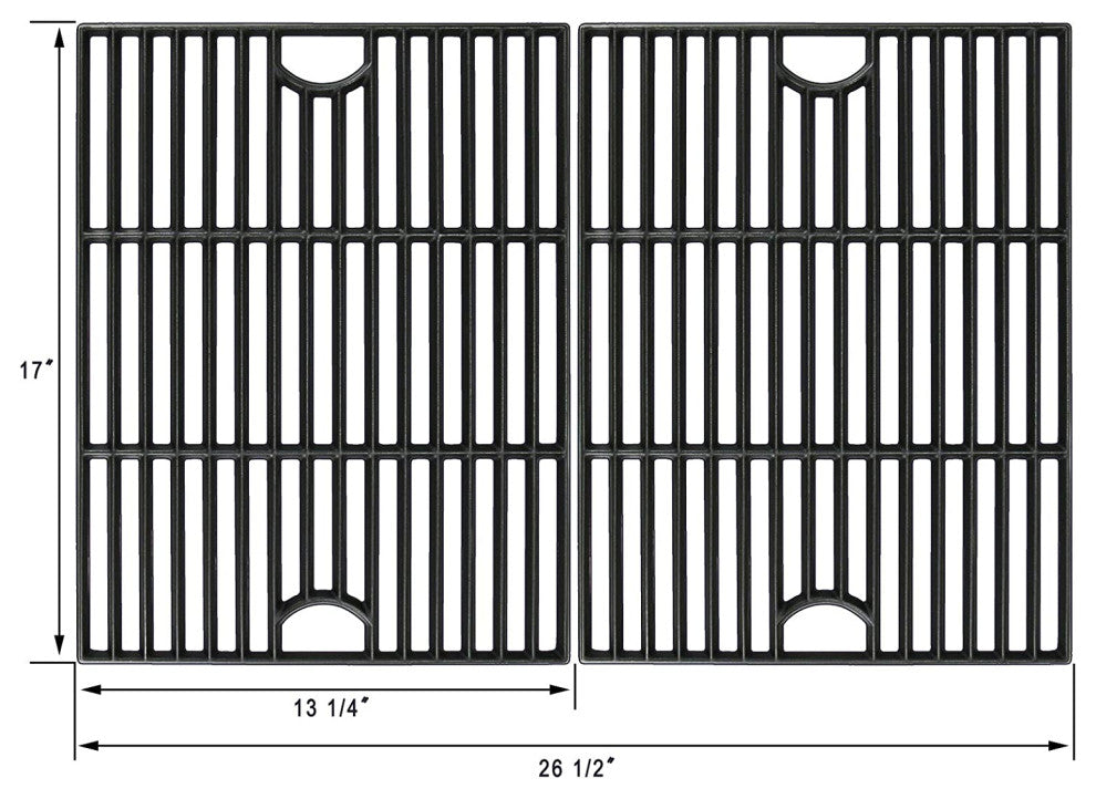 Avenger 17" Polished Porcelain Coated Cast Iron Replacement Grill Grate Set of 2