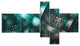 Crystal Cell Blue Steel Texture, Abstract Canvas Art Print, 60"x32", 5 panels