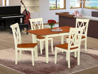 5Pc Rectangular 42/53.5 Inch Table With 12 In Leaf And 4 Double X Back Chairs