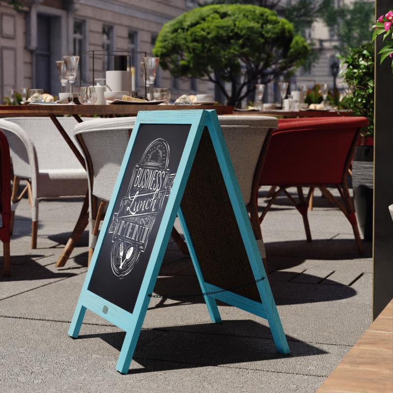 30" x 20" A-Frame Magnetic Indoor/Outdoor Double Sided Chalkboard-Robin Blue