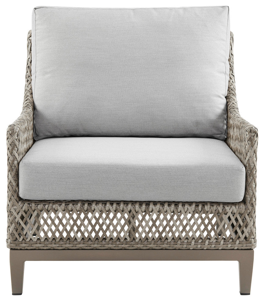 Silvana 4 Piece Outdoor Gray Fabric and Wicker Conversation Set