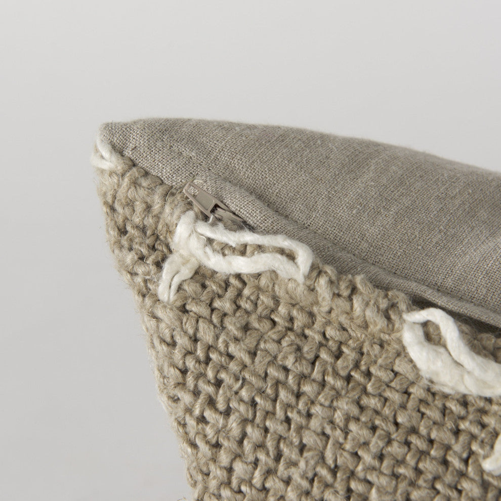 Rustic Sand and White Lumbar Decorative Pillow Cover