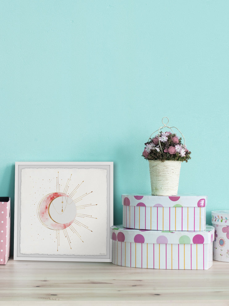 "Red Moon" Framed Painting Print, 32x32