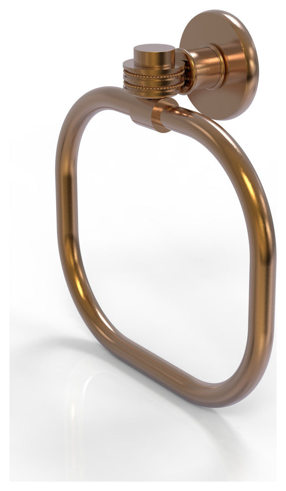 Continental Towel Ring With Dotted Accents, Brushed Bronze