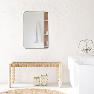 Nettuno Rectangle Bathroom/Vanity Aluminum Framed Wall Mirror, Brushed Gold, 24"