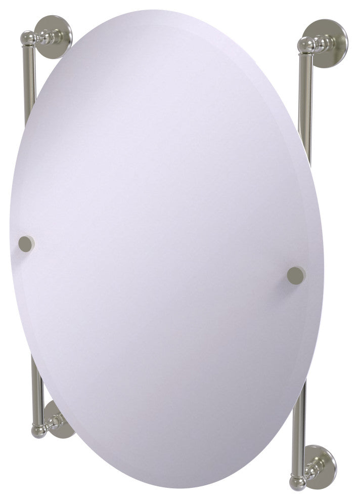 Prestige Skyline Oval Frameless Rail Mounted Mirror, Satin Nickel