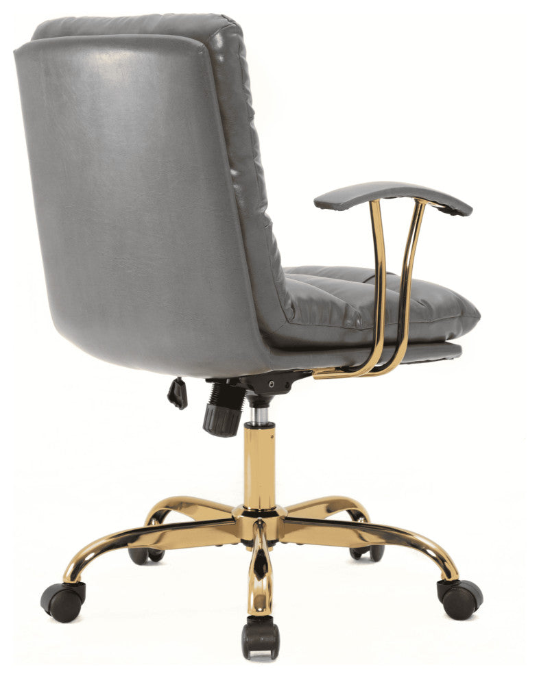 LeisureMod Regina Modern Leather Adjustable Conference Chair, Titanium Gray