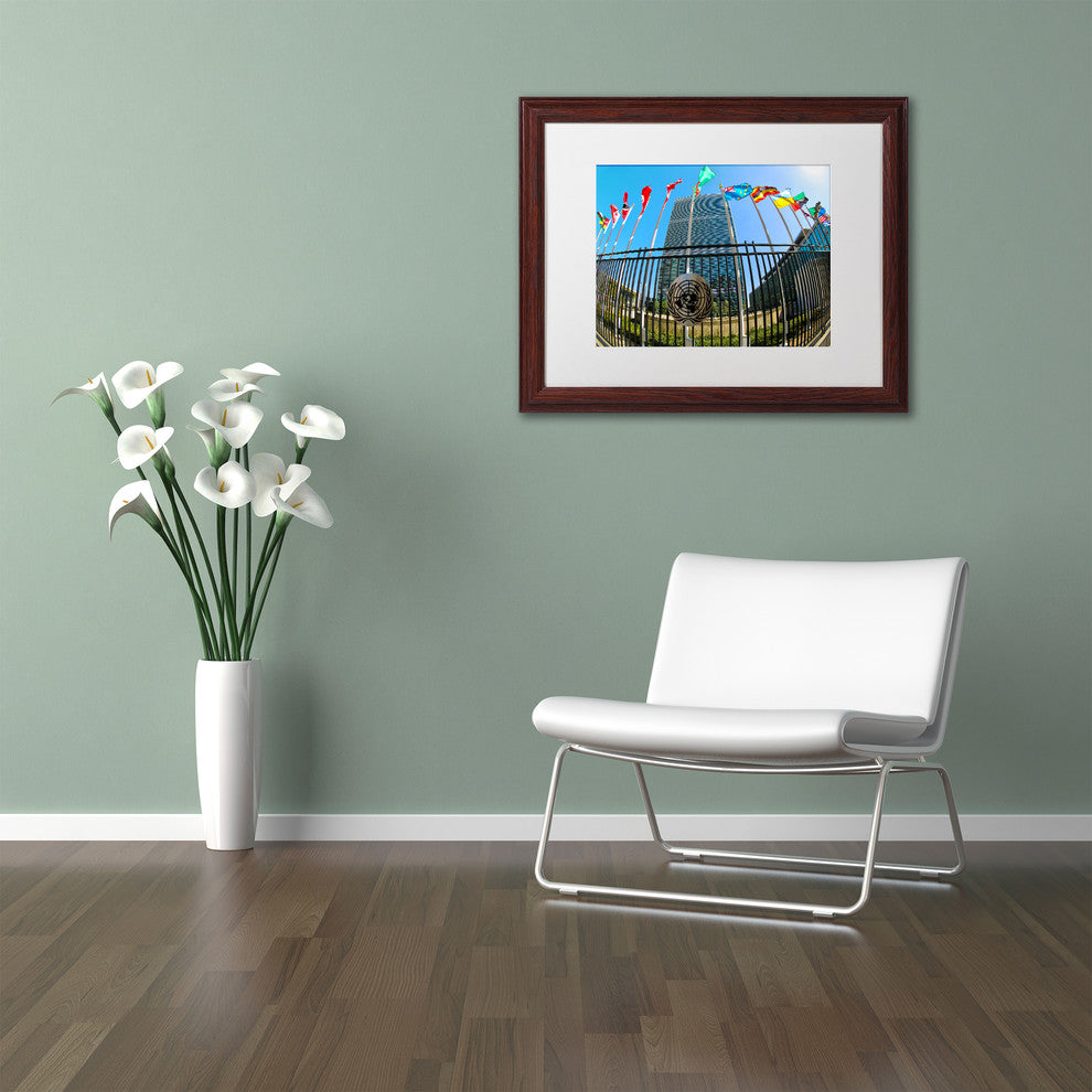 CATeyes 'United Nations 1' Matted Framed Art, Wood Frame, White Mat, 14x11