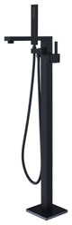 Campia Single Lever Handle Floor Mounted Tub Filler With Handshower, Matte Black