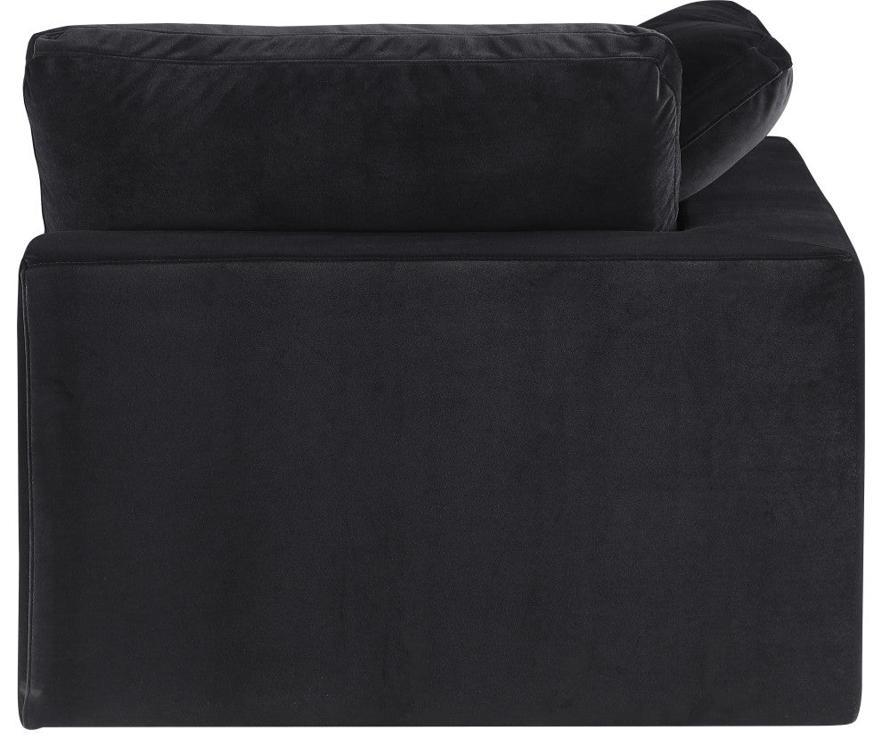 Comfy Beige Linen Textured Fabric Modular Chair, Black, Velvet, Corner Chair