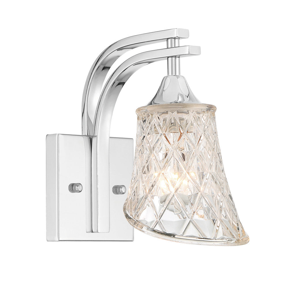 1 Light Dimmable Polished Chrome Armed Sconce