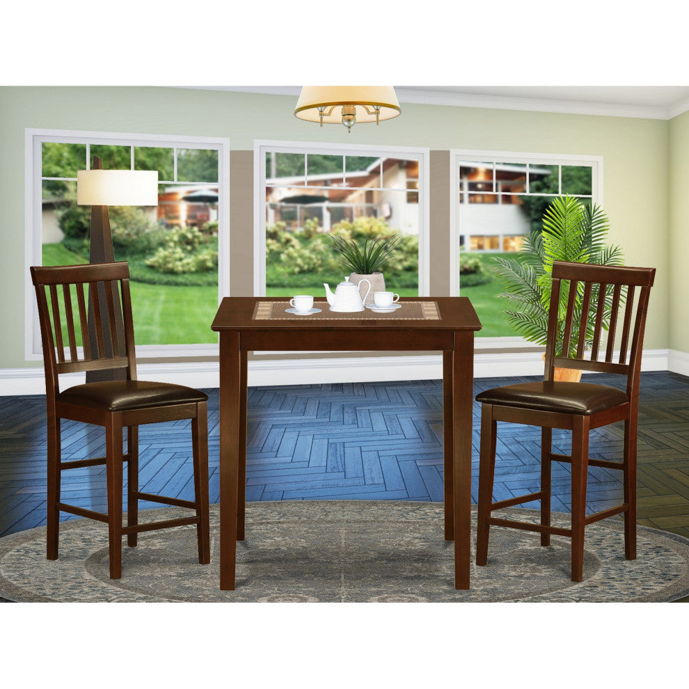 3 Pc Counter Height Dining Set -Square Pub Table And 2 Stools