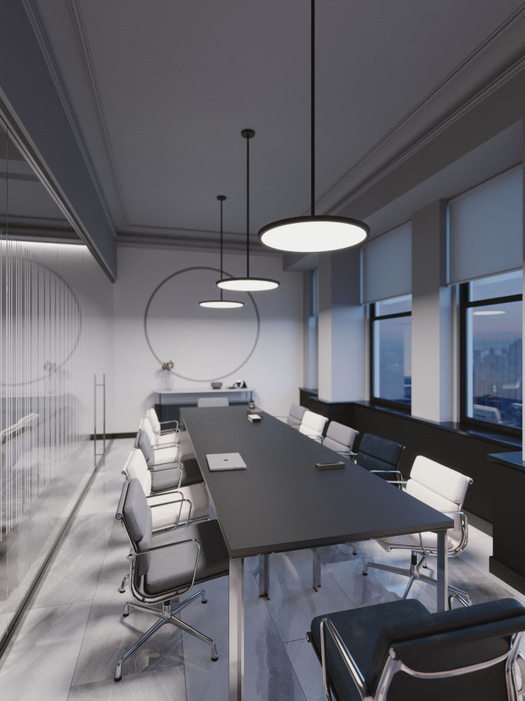 Edge 24" Round Pendant, Black, 40w 3600lm