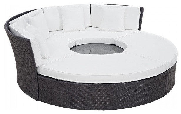 Espresso White Convene Circular Outdoor Patio Daybed Set