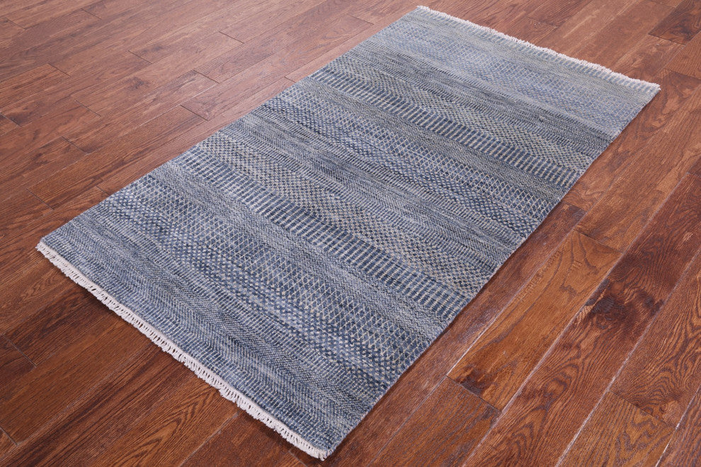 2' 11" X 5' 0" Savannah Grass Handmade Wool and Silk Rug Q11534