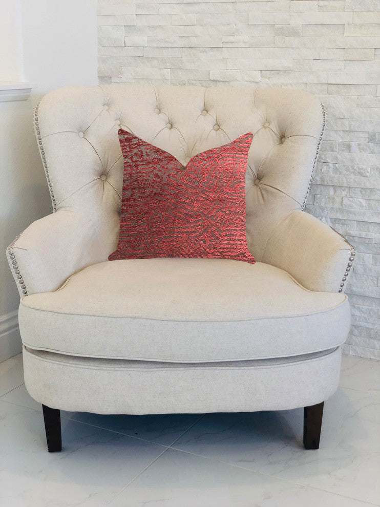 Crushed Wine Luxury Throw Pillow in Dark Red, 20"x30" Queen