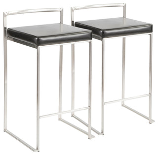 Lumisource Fuji Counter Stool, Set Of 2, Black