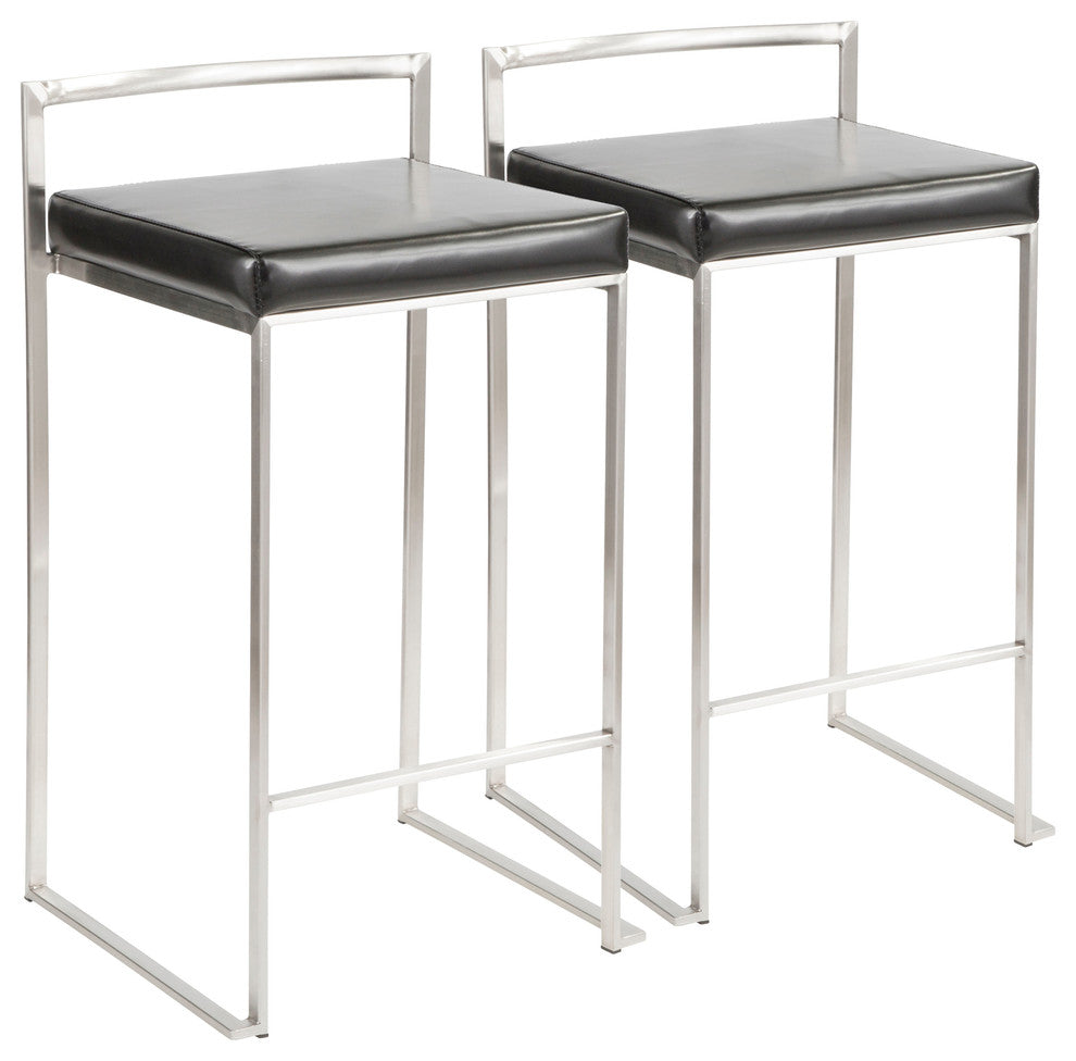 Lumisource Fuji Counter Stool, Set Of 2, Black