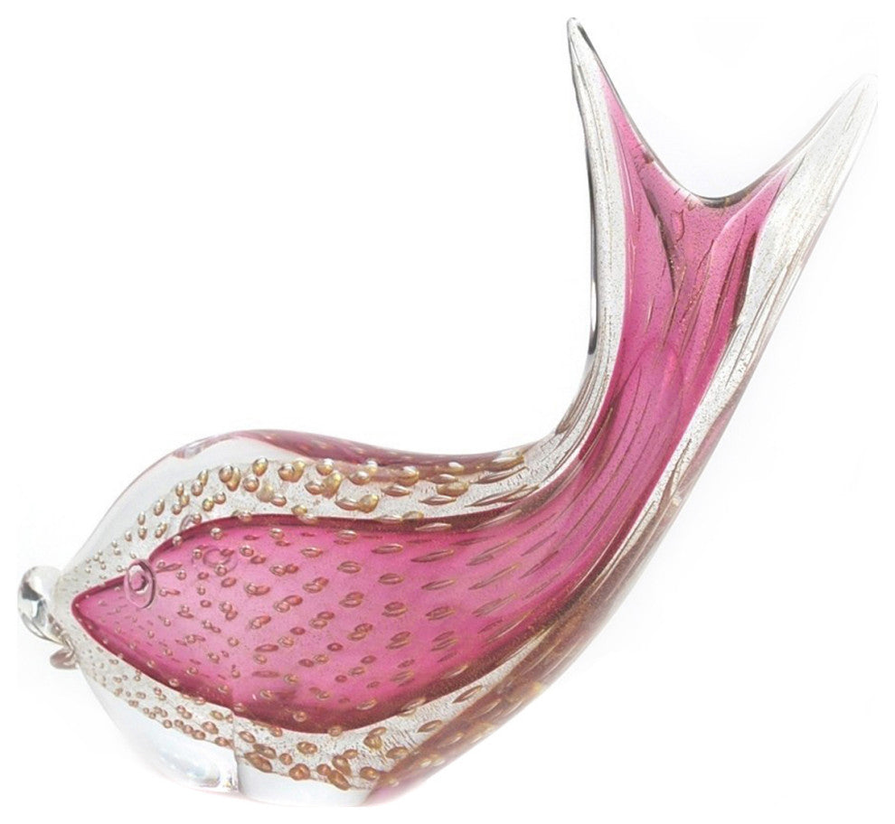 Murano Glass Tropical Fish, Ruby Glass, Gold